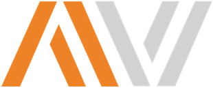 Orange and gray stylized &ldquo;AW&rdquo; logo on a white background