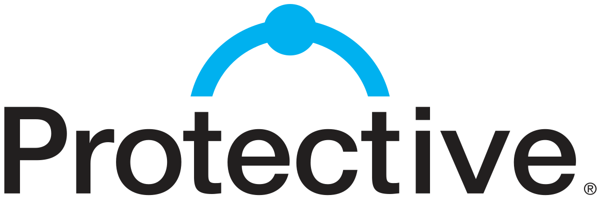 The protective logo has a blue circle in the middle of it.