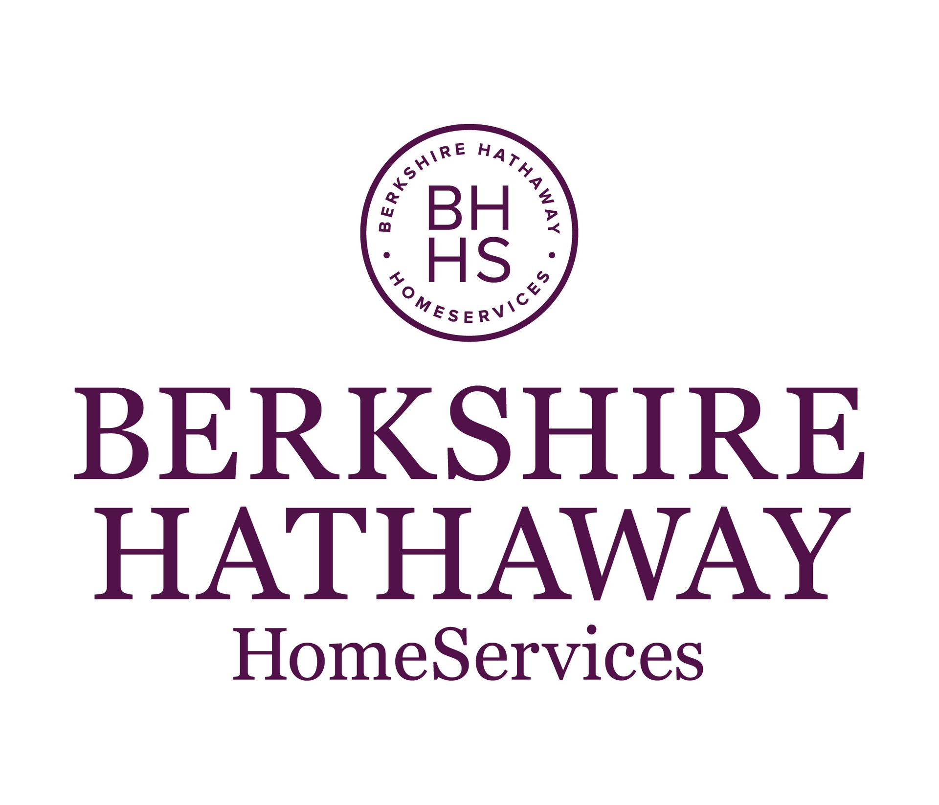 The logo for berkshire hathaway home services is purple and white.