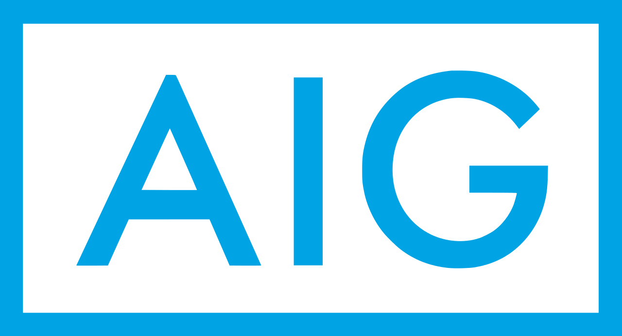 The aig logo is blue and white on a blue background.