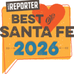 Reporter “Best of Santa Fe 2026” orange and blue award graphic