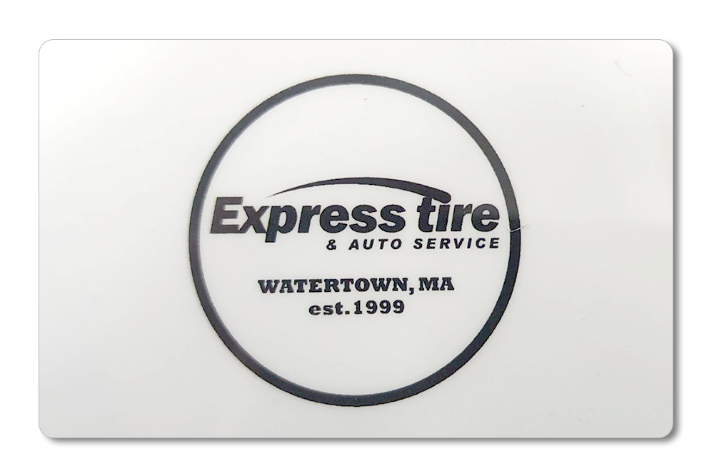 A gift card for Express Tire & Auto Service in Watertown, MA