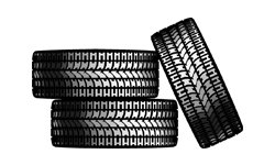 four tires are stacked on top of each other