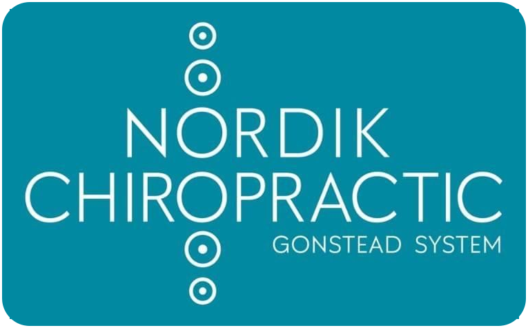 Nordik Chiropractic Gonstead System logo on a teal background with white text and circles