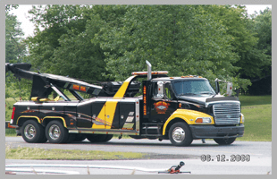 Yellow towing truck