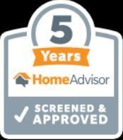HomeAdvisor 5 Years screened and approved badge with checkmark icon