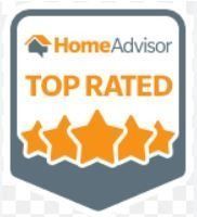 HomeAdvisor Top Rated badge with orange stars and gray shield border