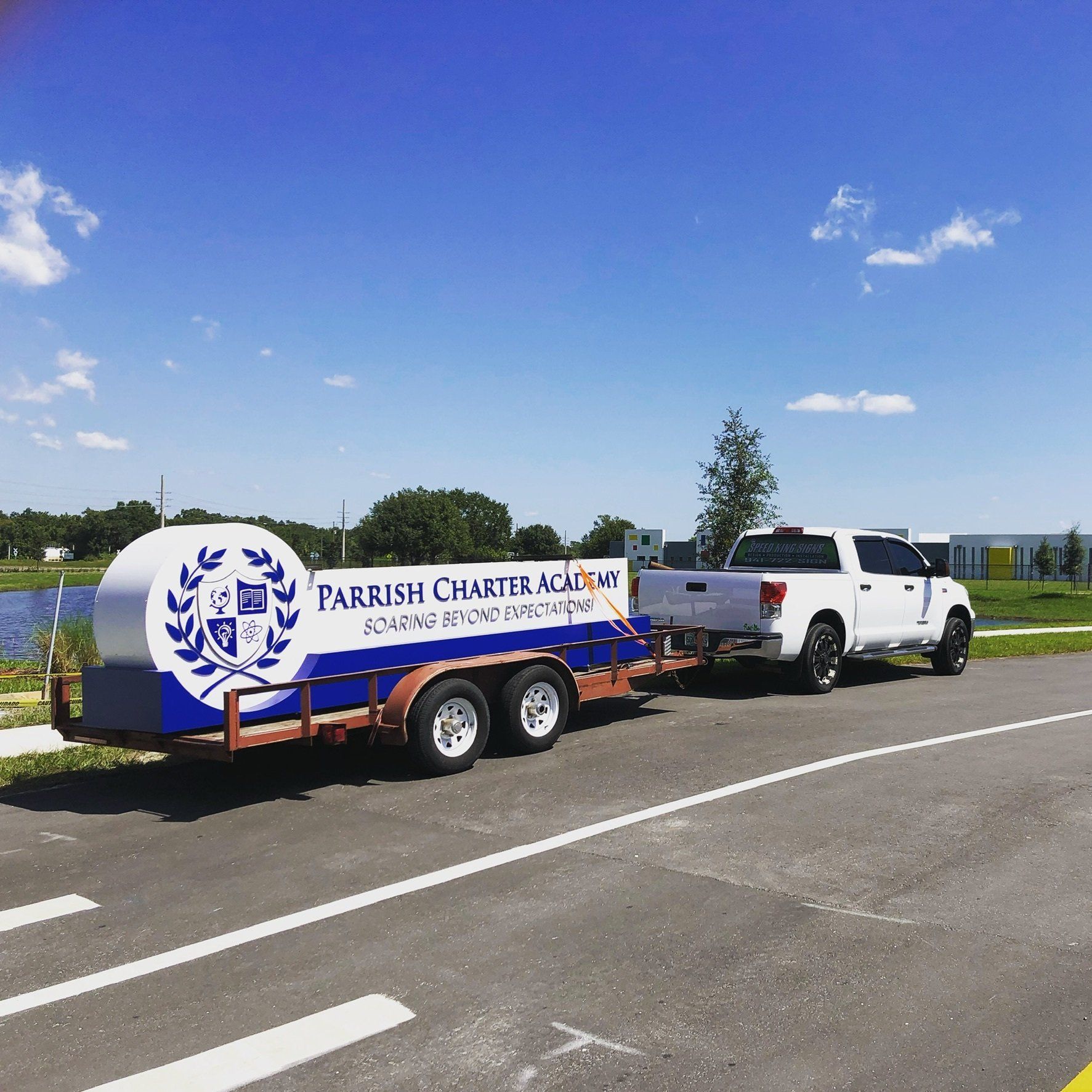 Signage towed by a truck