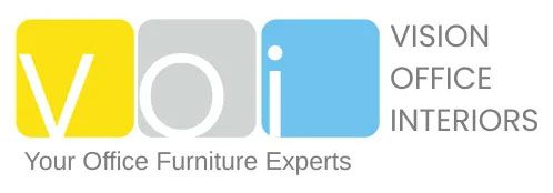VOI logo with yellow, gray, and blue squares and the words &ldquo;VISION OFFICE INTERIORS&rdquo; and &ldquo;Your Office Furniture Experts&rdquo;