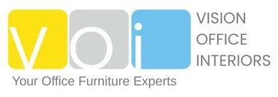 VOI logo with yellow, gray, and blue squares and the words &ldquo;VISION OFFICE INTERIORS&rdquo; and &ldquo;Your Office Furniture Experts&rdquo;