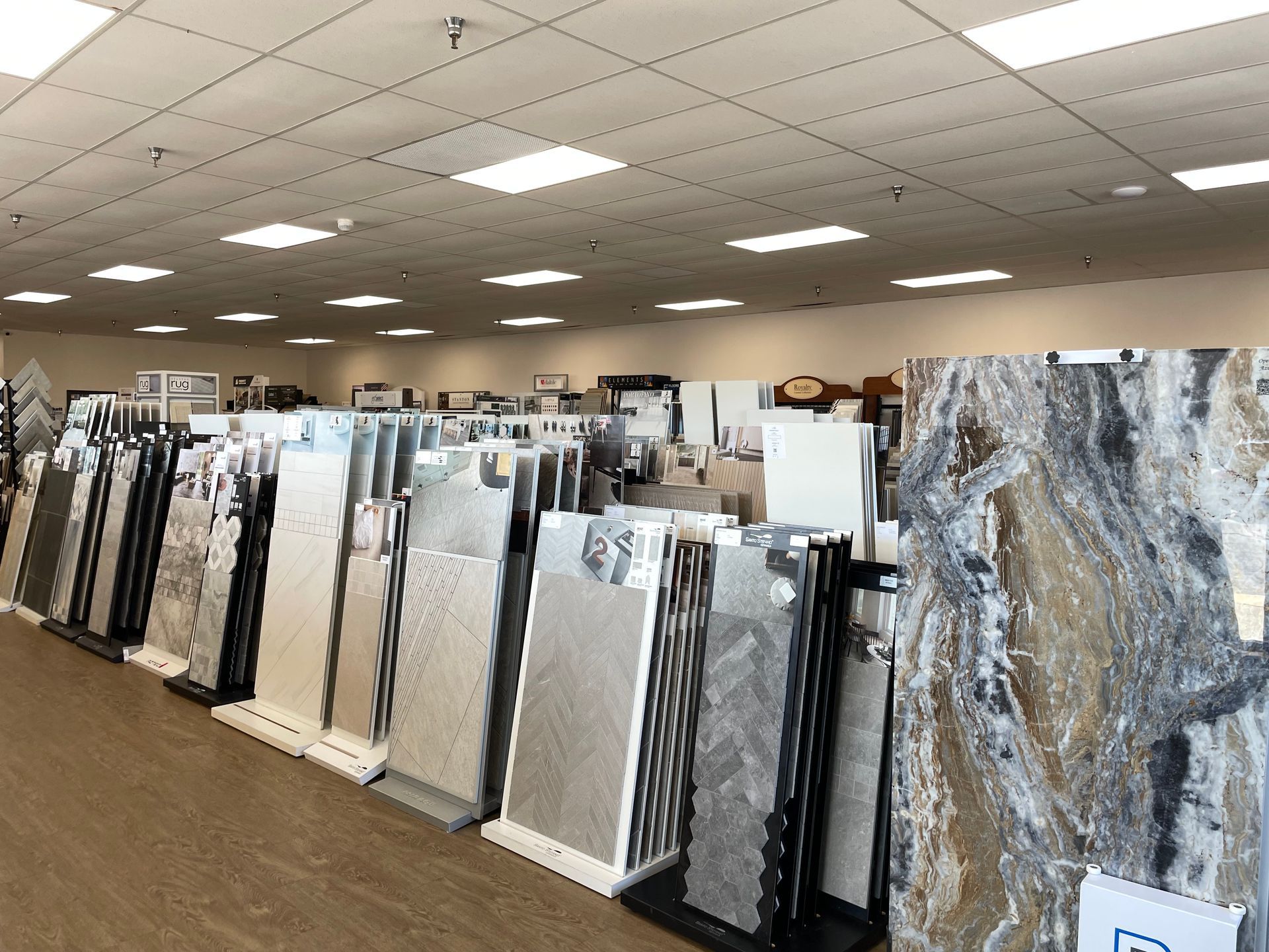 A large room filled with lots of tiles on display.