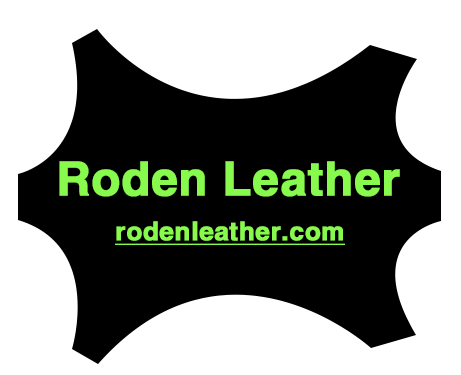 A black and green logo for roden leather