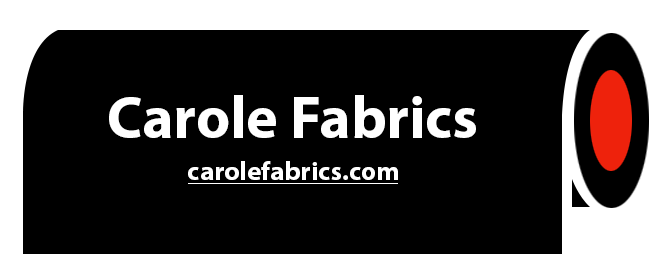 A black and white logo for carole fabrics