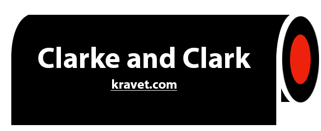 A black sign that says clarke and clark on it