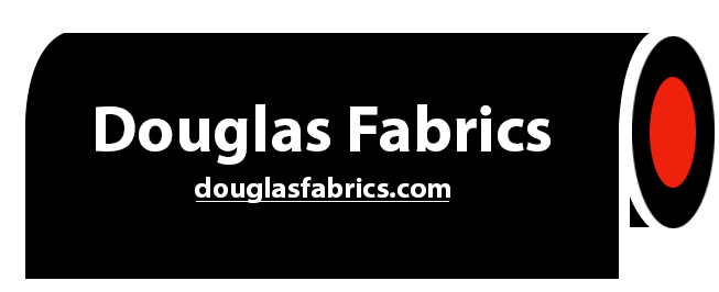 A black and white logo for douglas fabrics
