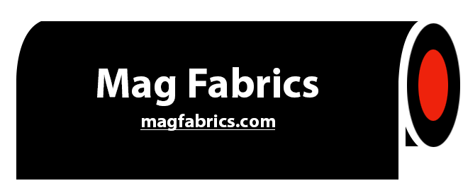 A black sign that says mag fabrics on it