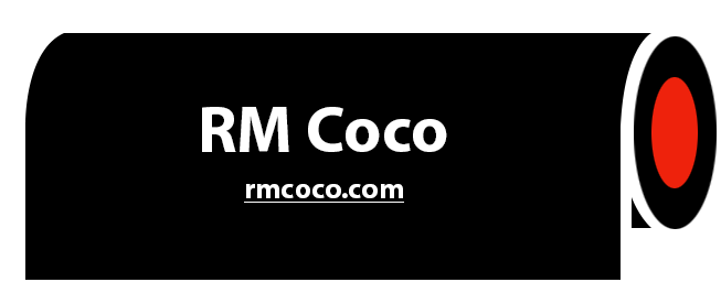 A black sign that says rm coco on it