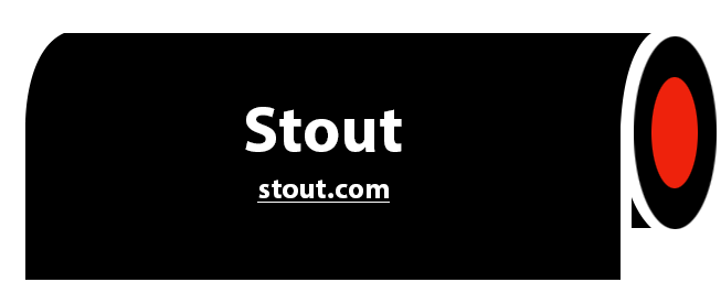 A black sign that says stout on it