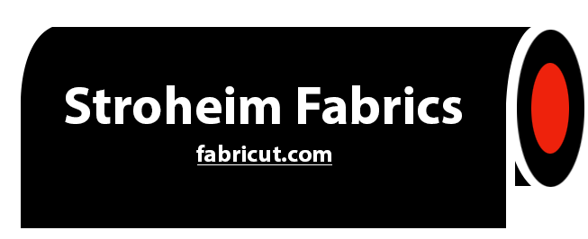 A black sign that says stroheim fabrics on it