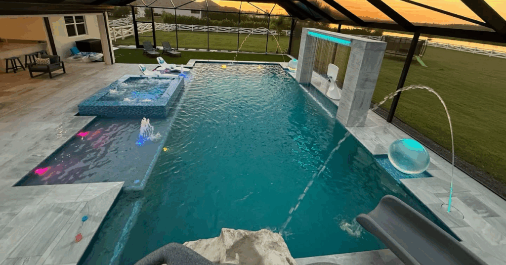 pool, spa, bubblers, rain curtain, deck jets, pool cage by Trusted Pool & Spa, representing guide to the most expensive parts of building a pool.