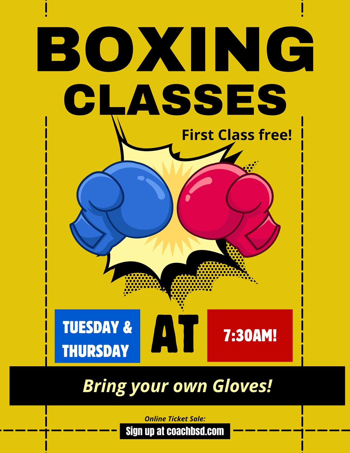 Boxing classes schedule poster