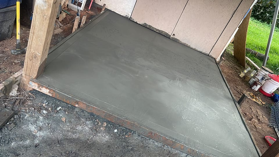 Newly poured concrete slab