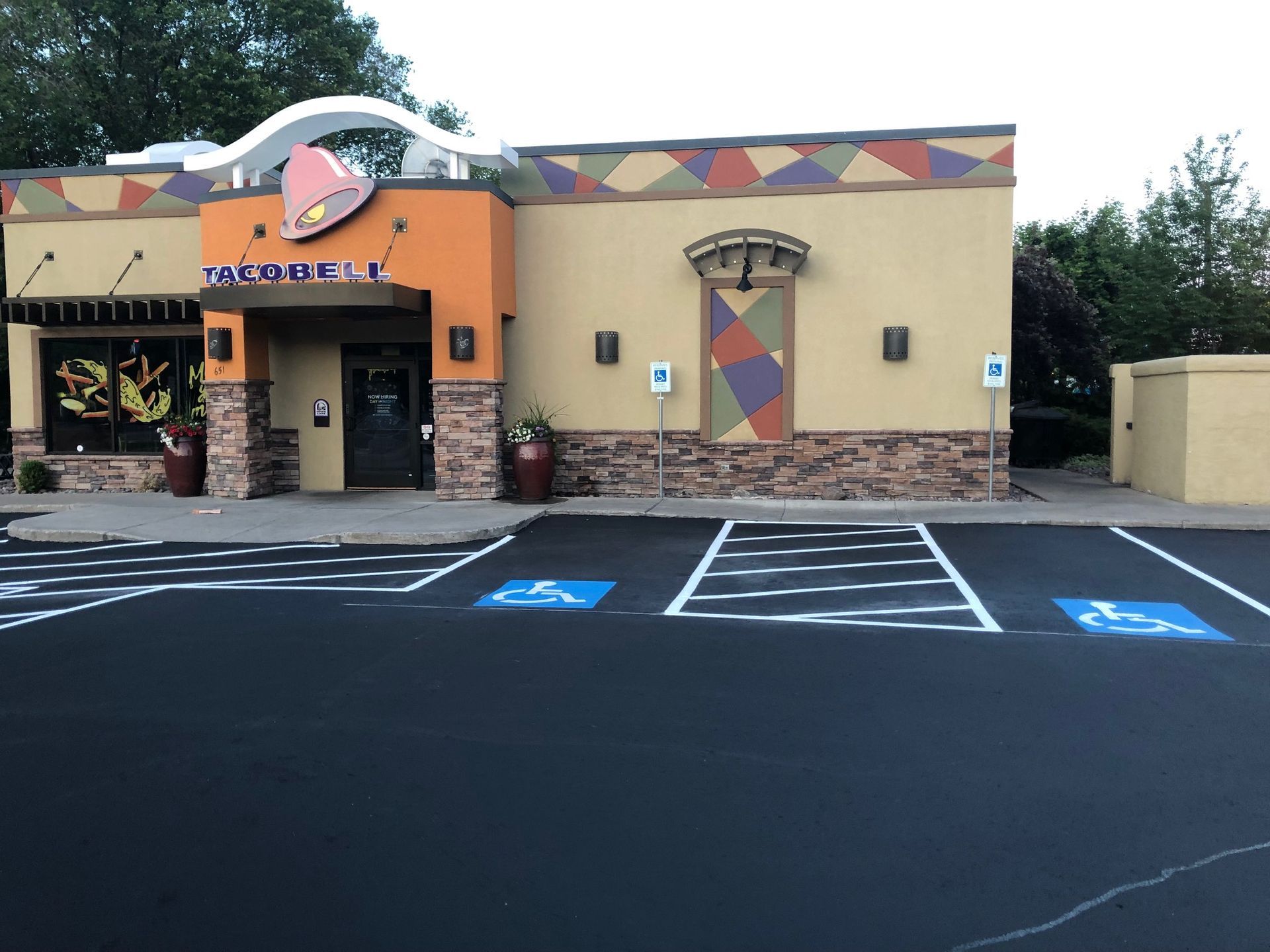 Parking lot line striping