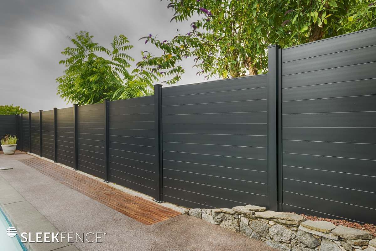 Sleek black privacy fence