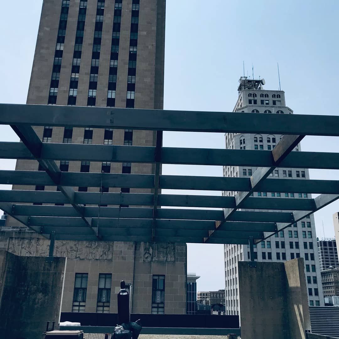 A view of a city from the roof of a building