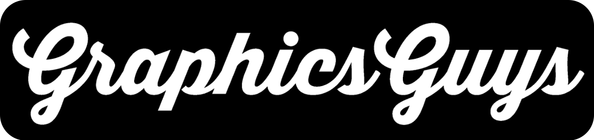 White script logo reading &ldquo;GraphicsGuys&rdquo; on a black background
