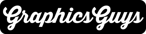 White script logo reading &ldquo;GraphicsGuys&rdquo; on a black background