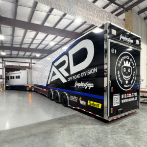 Black race trailer with large 