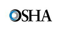 The osha logo is a black and blue logo on a white background.