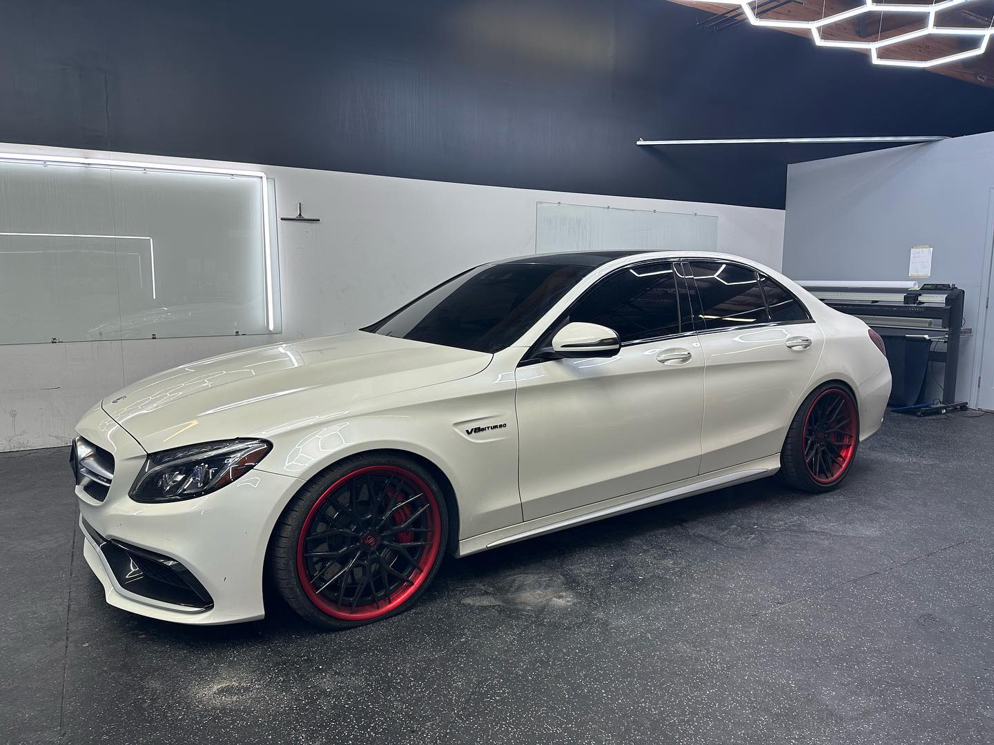 White mercedes car