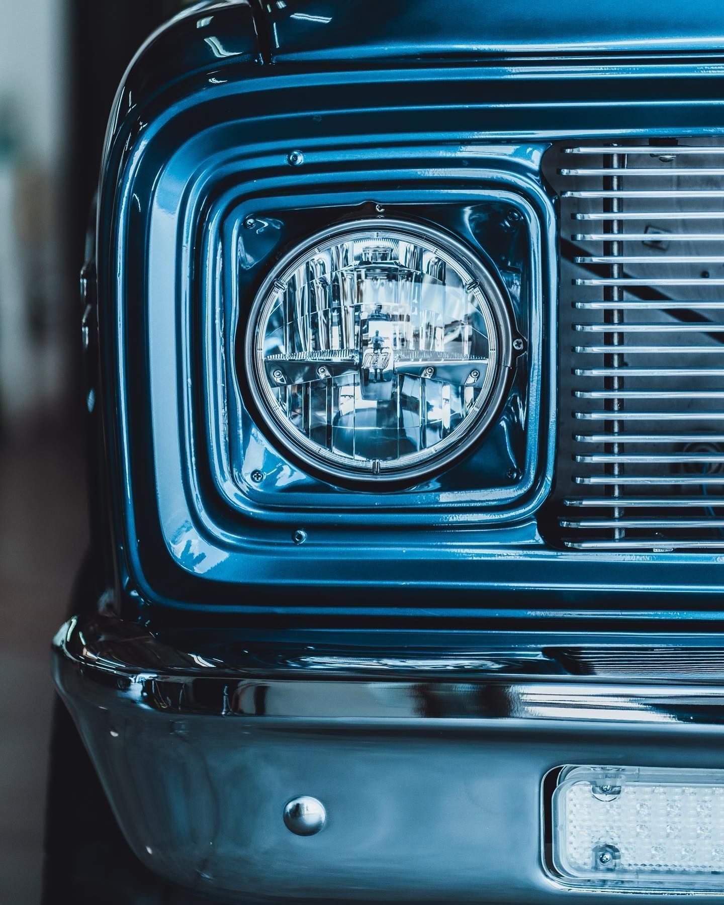 Blue Bronco headlight