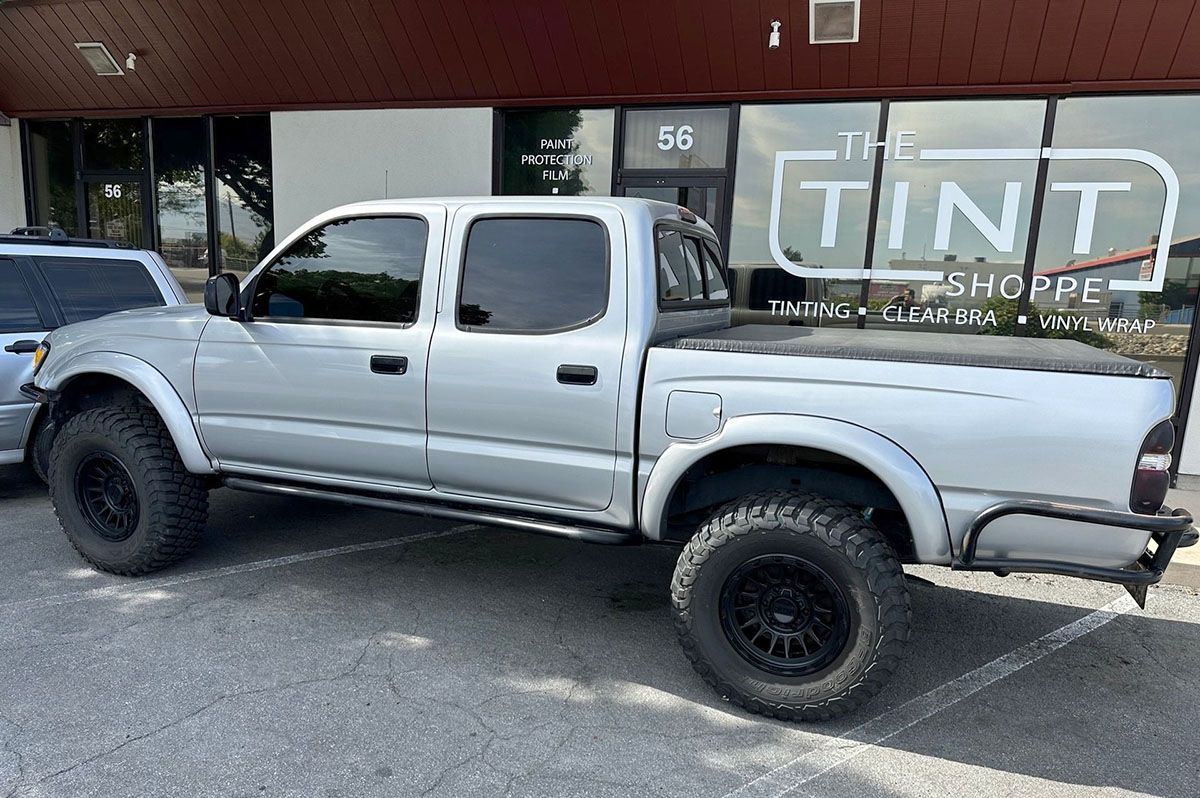 A truck with vinyl wrap