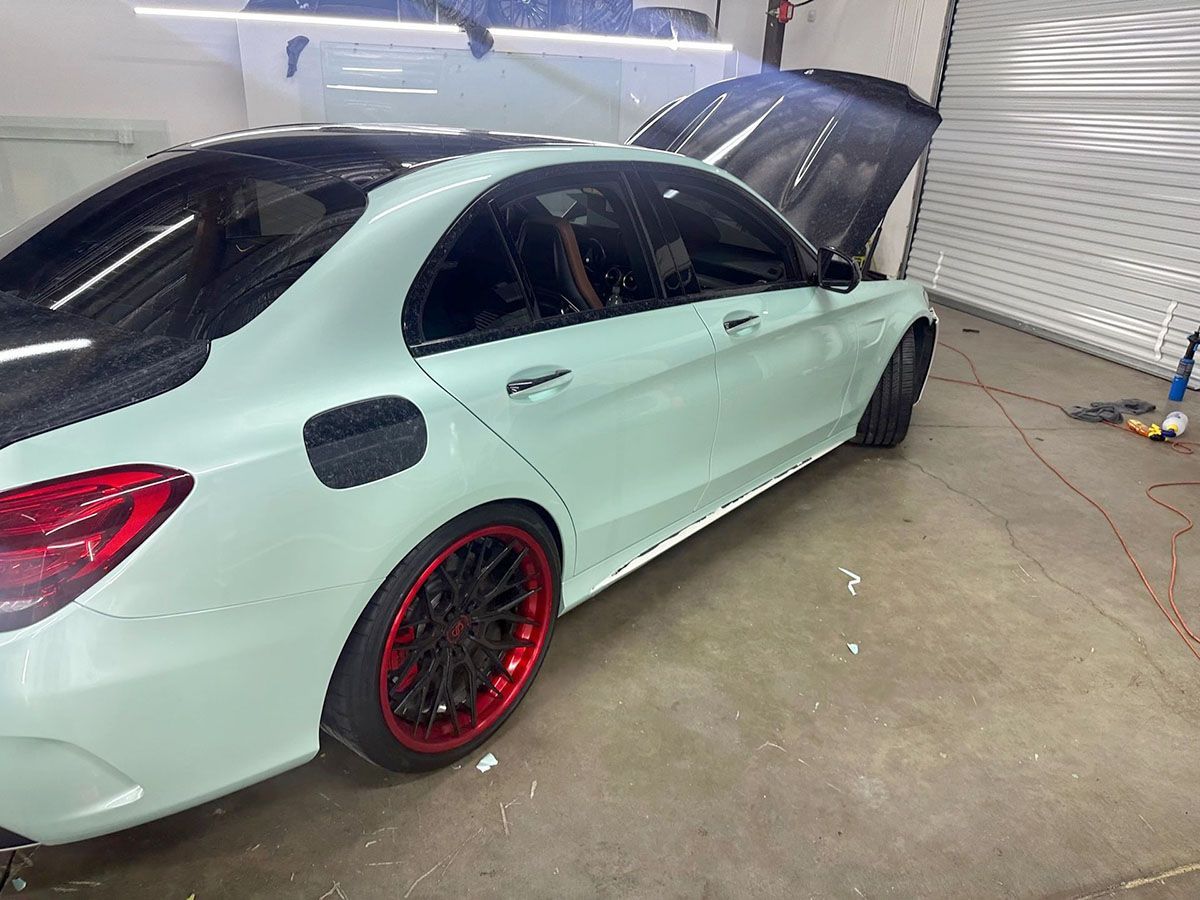 A newly vinyl wrapped car