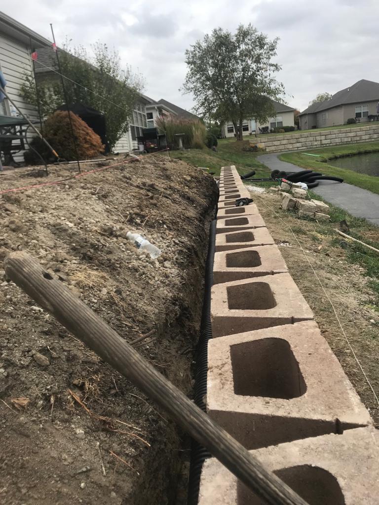 Retaining wall before