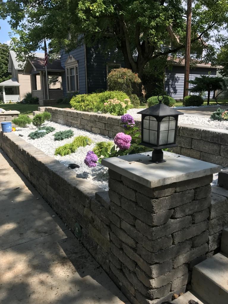 Front yard retaining wall after