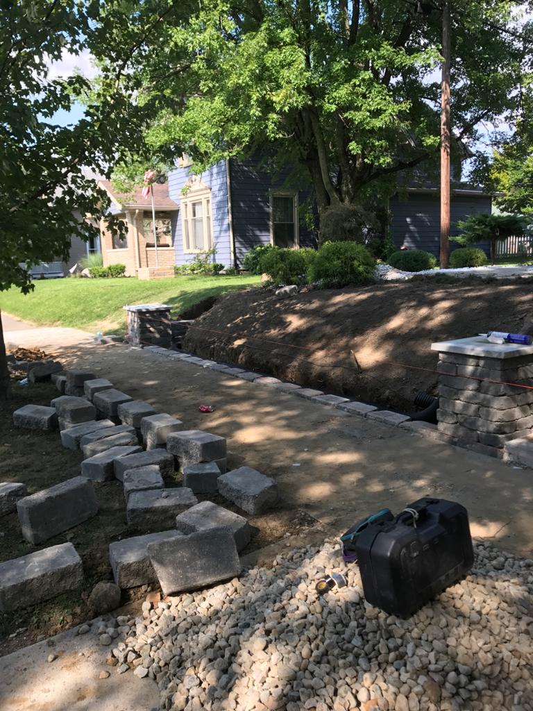Front yard retaining wall before