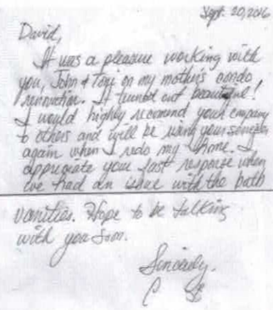 A handwritten letter is addressed to david