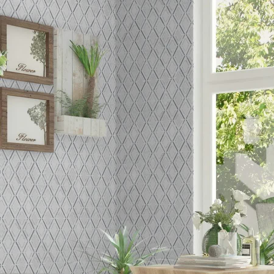 Pearl White Petite Jewel with Mystic Gray and Bardiglio Nuvolato Mosaic Honed