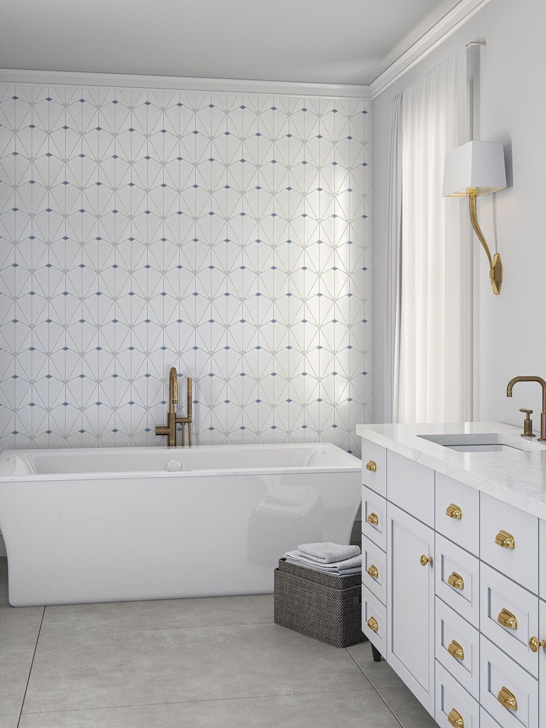 A bathroom with a bathtub, sink, and cabinets