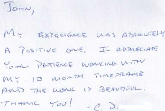 A handwritten note from john says 
