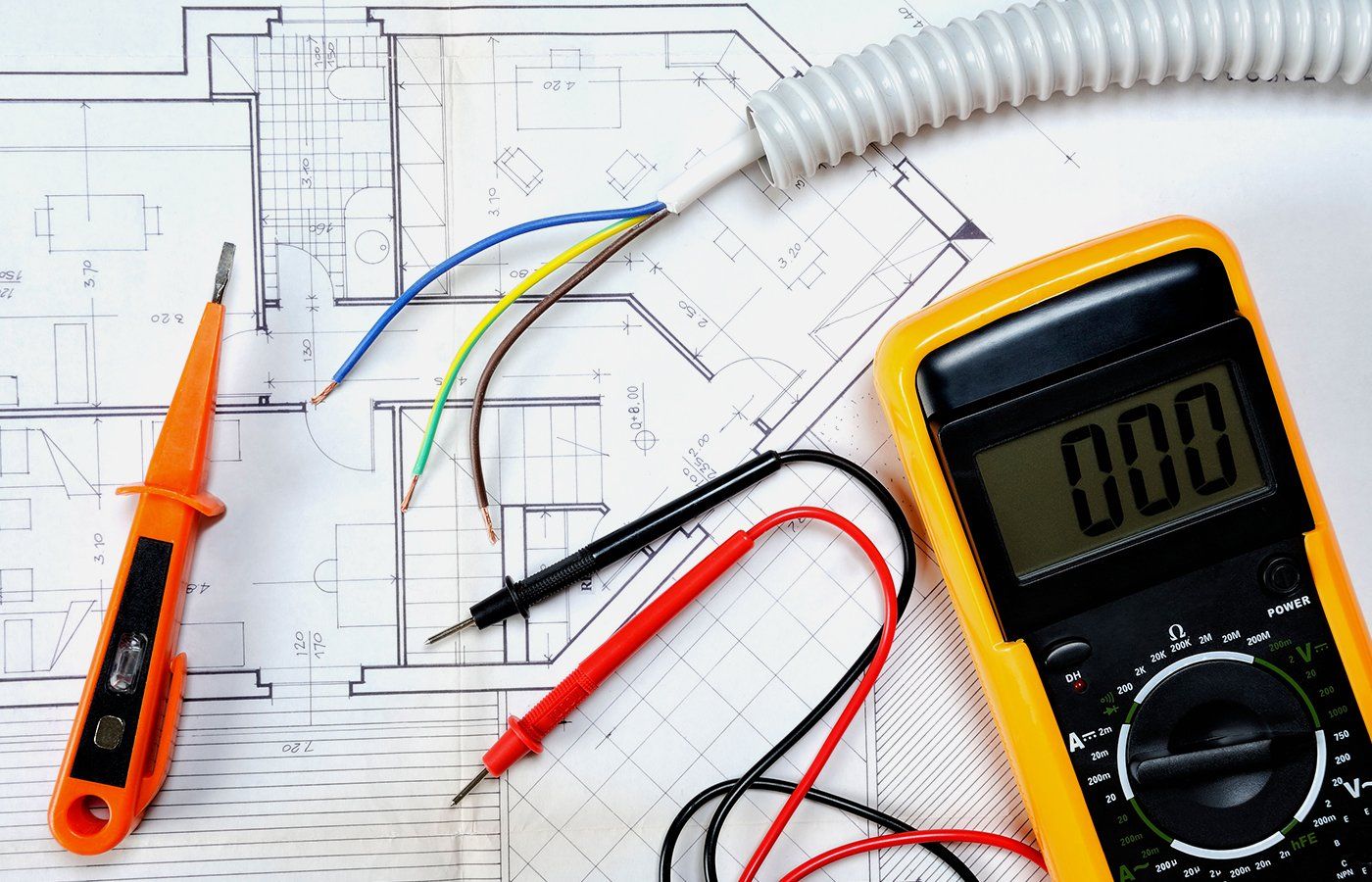 Learn More About New Construction Electrical tools and floor plan