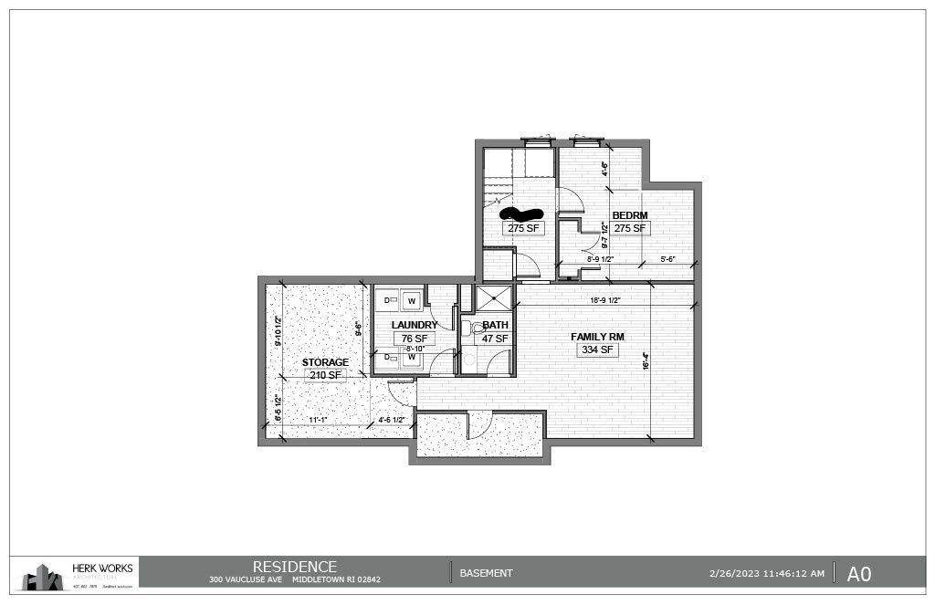 Floor plan of a building with several rooms, including a porch, kitchen, and living room.