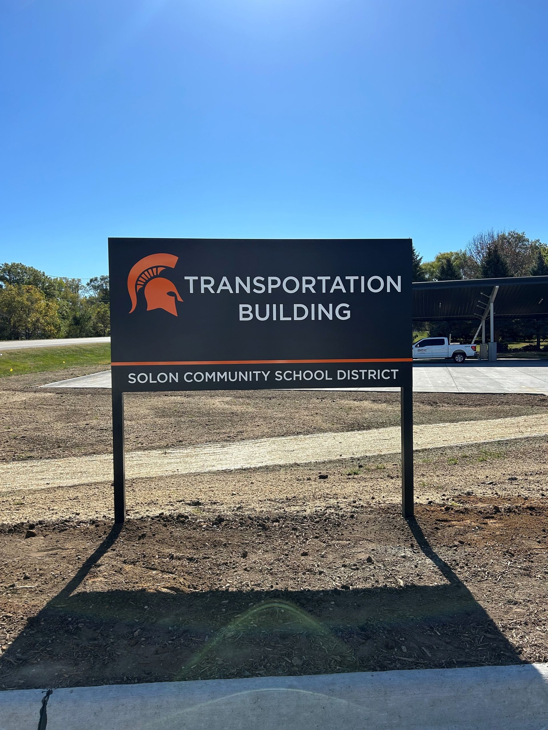 A sign that says transportation building on it