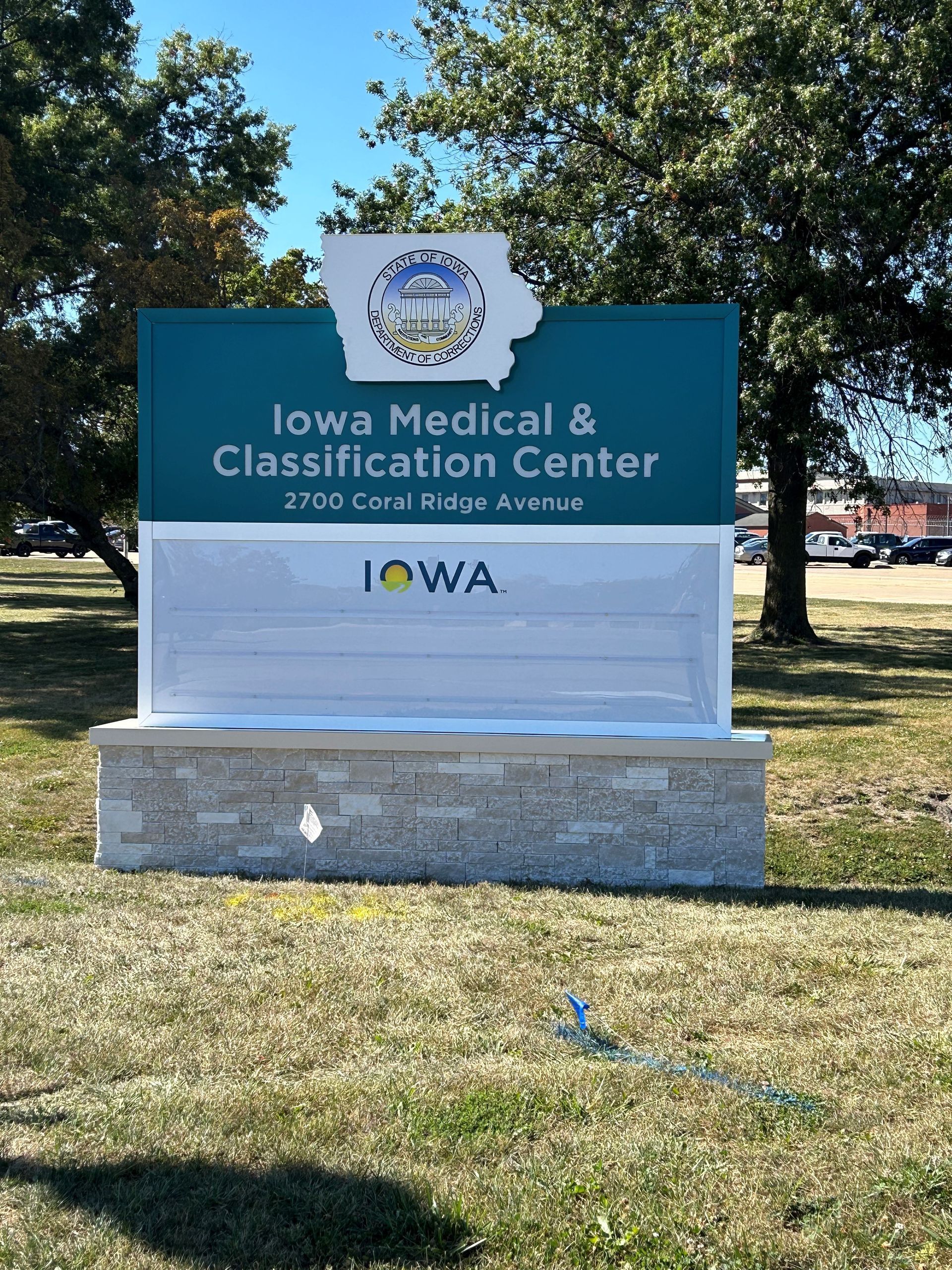 A sign for the Iowa medical and classification center.