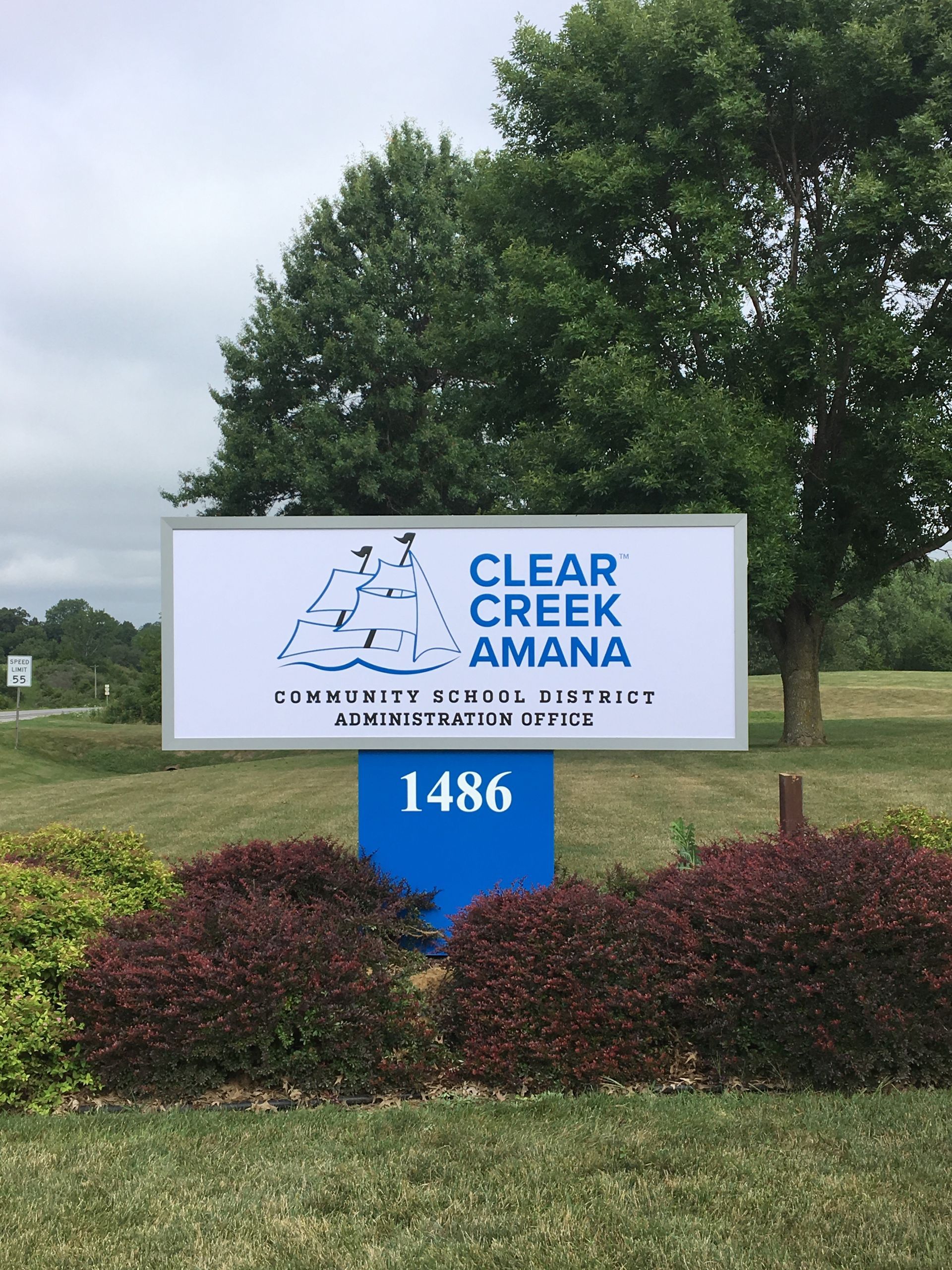 A door that says clipper family childhood academy on it