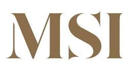 MSI logo in gold serif letters on a white background